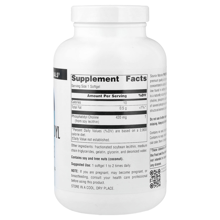 Source Naturals, фосфатидилхолин, 420 мг, 180 капсул