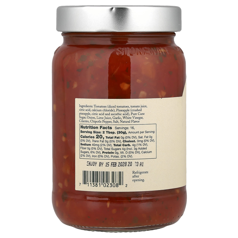 Stonewall Kitchen, ананасовая сальса и чипотле, неострая, 468 г (16,5 унции)