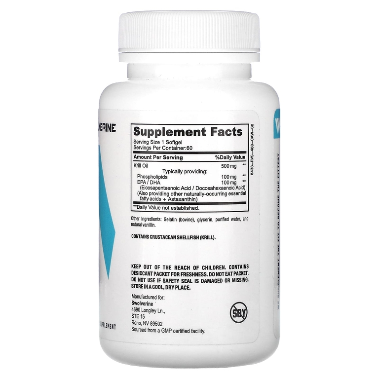 Swolverine, масло криля, 60 капсул (Товар снят с продажи) 
