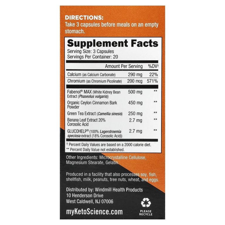 Keto Science, Keto Carb Cheater с Fabenol® Max, 60 капсул