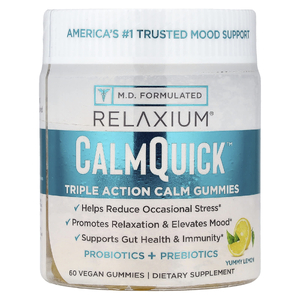 Relaxium, CalmQuick™, успокаивающая жевательная добавка тройного действия, со вкусом лимона, 60 веганских жевательных таблеток