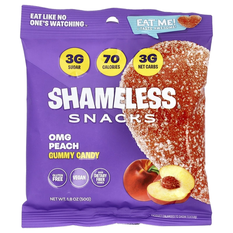 Shameless Snacks, жевательные конфеты, персик, 6 пакетиков по 50 г (1,8 унции) (Товар снят с продажи) 