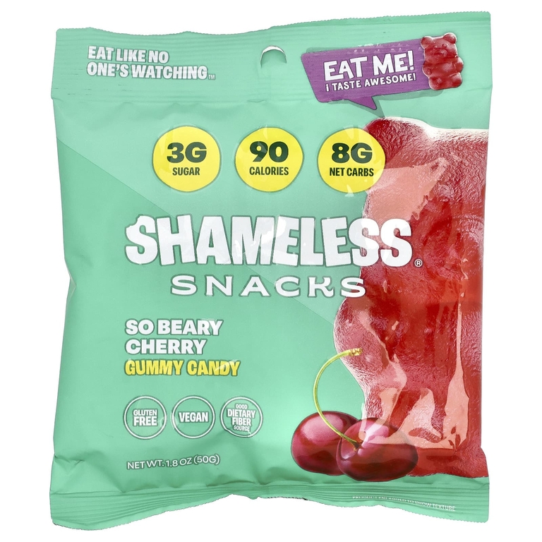 Shameless Snacks, жевательные конфеты, со вкусом вишни, 6 пакетиков по 50 г (1,8 унции) (Товар снят с продажи) 