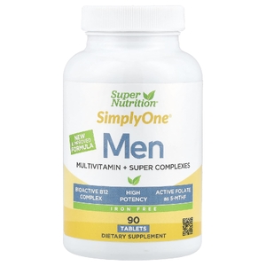 Super Nutrition, SimplyOne®, мультивитамины для мужчин, с комплексом суперадаптогенов, зеленью, специями, антиоксидантами и витамином C, без железа, 90 таблеток (Товар снят с продажи) 