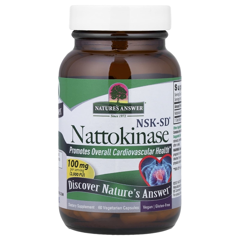 Nature's Answer, NSK-SD®, наттокиназа, 100 мг (2000 FU), 60 вегетарианских капсул