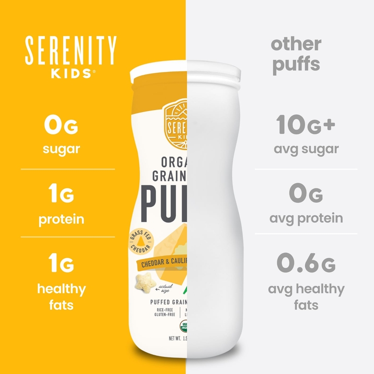Serenity Kids, органические колечки без злаков, чеддер и цветная капуста, шпинат, 42 г (1,5 унции)