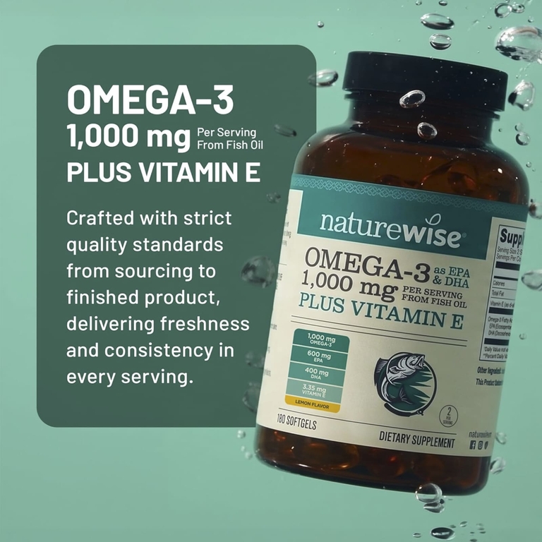 NatureWise, Омега-3 + витамин E, 360 мягких капсул