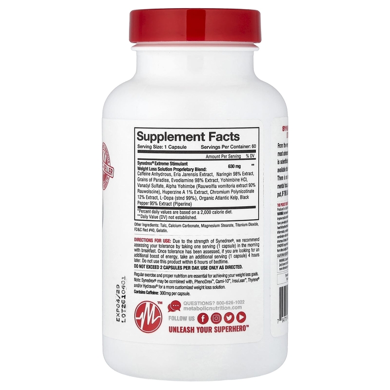 Metabolic Nutrition, Synedrex®, решение для снижения веса, 60 капсул