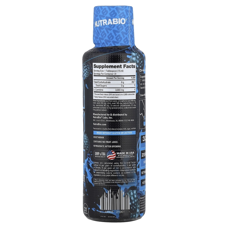 NutraBio, LeanShots, L-карнитин 3000, голубая роза, 473 мл (16 жидк. унц.)