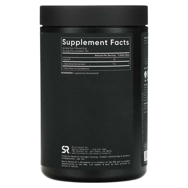 Sports Research, L-глютамин, без вкусовых добавок, 500 г (1,1 фунта)