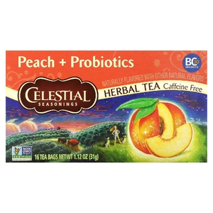 Celestial Seasonings, травяной чай, персик + пробиотики, без кофеина, 16 чайных пакетиков, 31 г (1,12 унции) (Товар снят с продажи) 