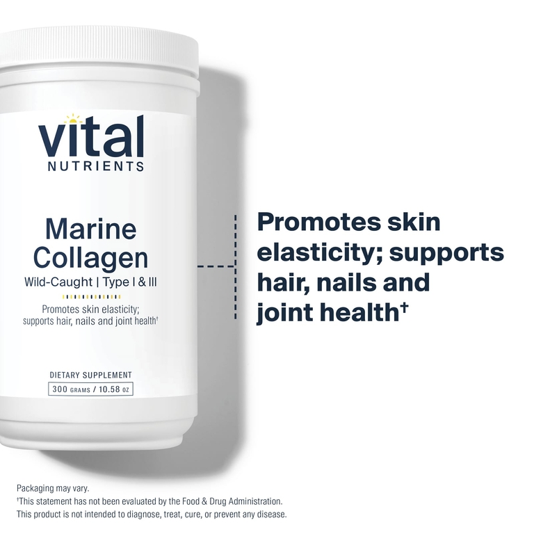 Vital Nutrients, морской коллаген, из рыбы дикого улова, тип I и III, 300 г (10,58 унции)