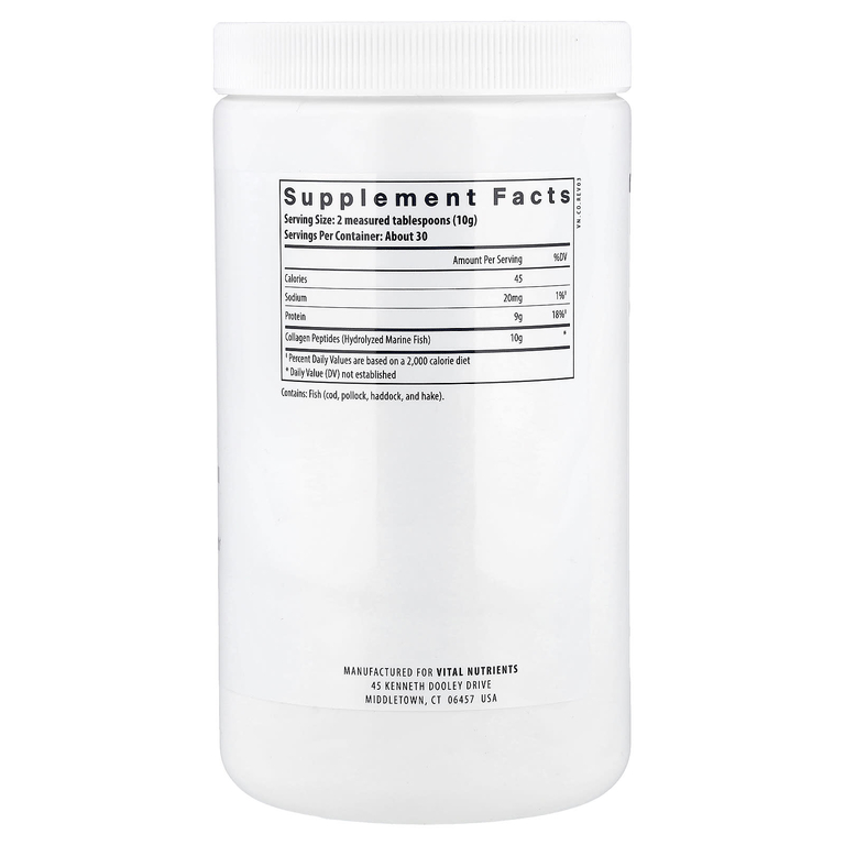 Vital Nutrients, морской коллаген, из рыбы дикого улова, тип I и III, 300 г (10,58 унции)