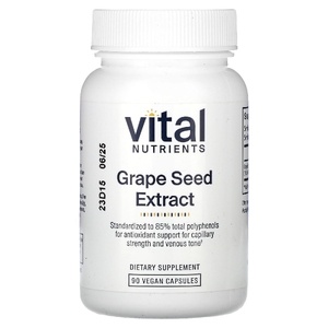 Vital Nutrients, экстракт виноградных косточек, 90 веганских капсул (100 мг в 1 капсуле)  
