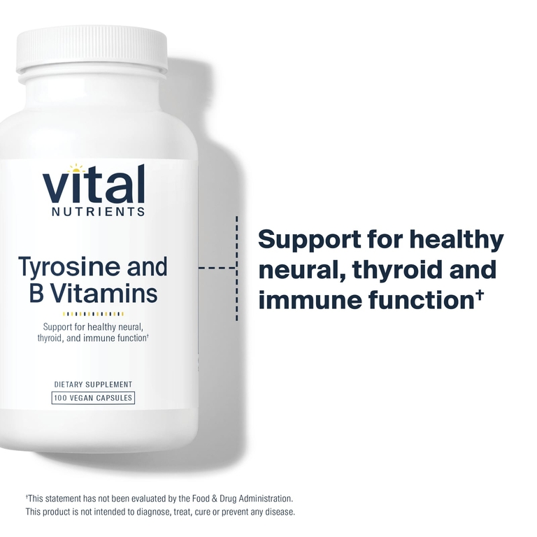 Vital Nutrients, тирозин и витамины группы B, 100 растительных капсул