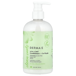 DERMA E, Clean Curls, кондиционер для локонов, 2 в 1, для волнистых и вьющихся волос, 355 мл (12 жидк. унций)