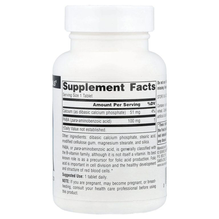 Source Naturals, ПАБК, 100 мг, 250 таблеток