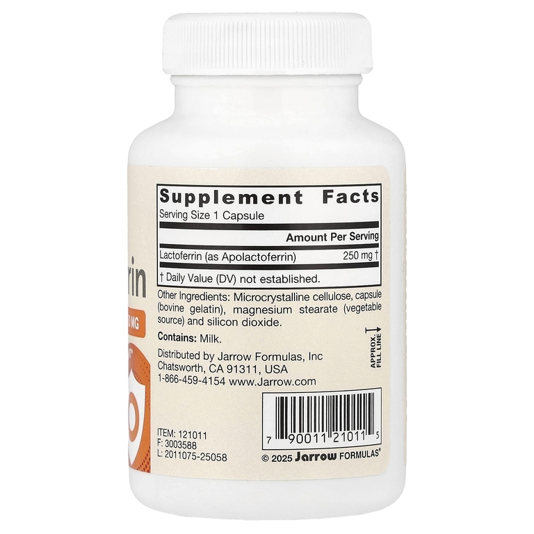 Jarrow Formulas, лактоферрин, сублимированный, 250 мг, 60 капсул