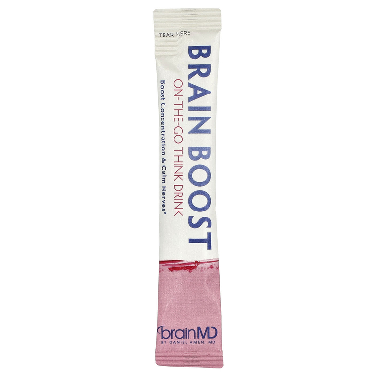BrainMD, Brain Boost, напиток для мозга, который можно взять с собой, без кофеина, 10 пакетиков