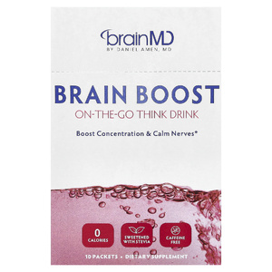BrainMD, Brain Boost, напиток для мозга, который можно взять с собой, без кофеина, 10 пакетиков