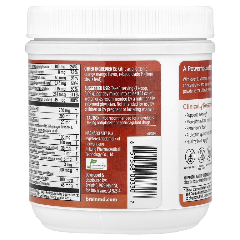 BrainMD, Bright Minds™ Memory Multi, со вкусом апельсина и манго, 152,7 г (5,39 унции)
