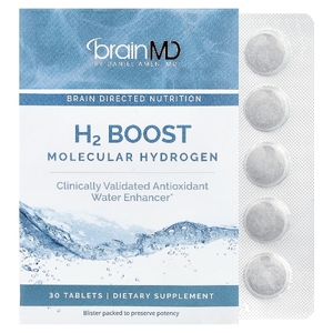 BrainMD, заряд H2, молекулярный водород, 30 таблеток (80 мг в 1 таблетке)