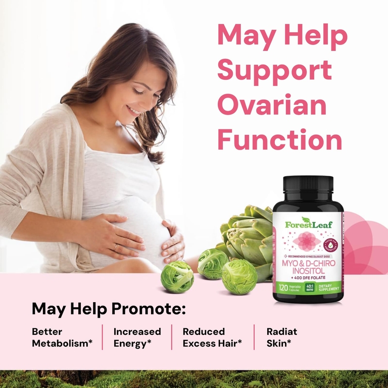Forest Leaf, Мио и D-хироинозитол + фолат, 120 растительных капсул