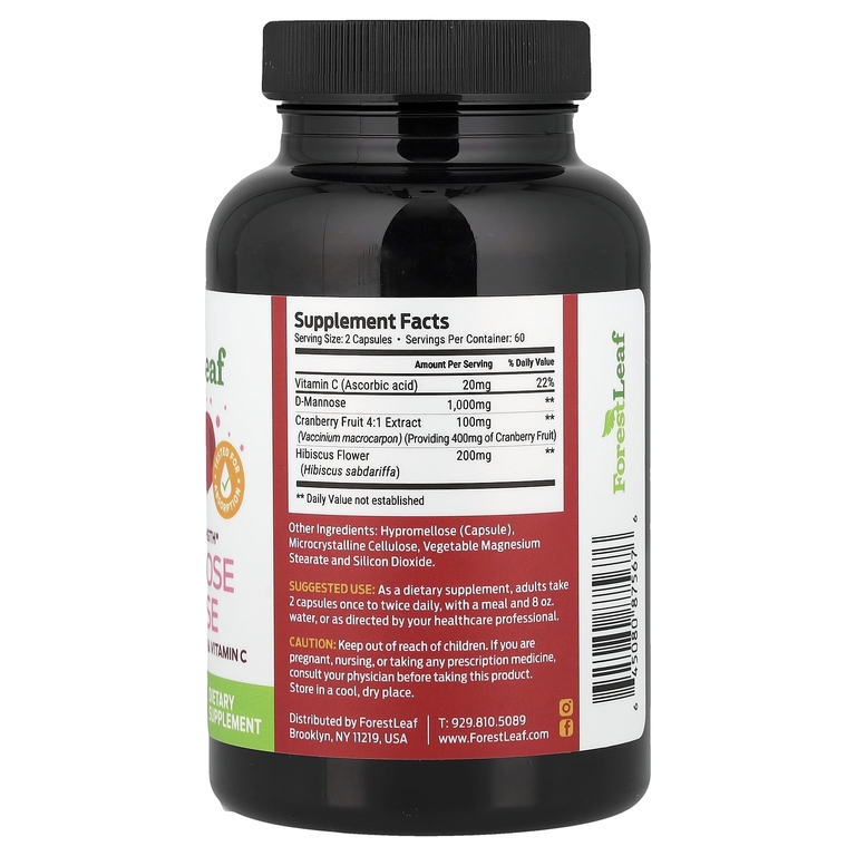 Forest Leaf, D-Mannose Defense, максимальная сила действия, 120 растительных капсул