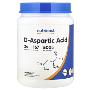 Nutricost, D-аспарагиновая кислота, без вкусовых добавок, 500 г (1,1 фунта)