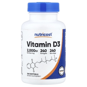 Nutricost, витамин D3, 2000 МЕ, 240 мягких таблеток