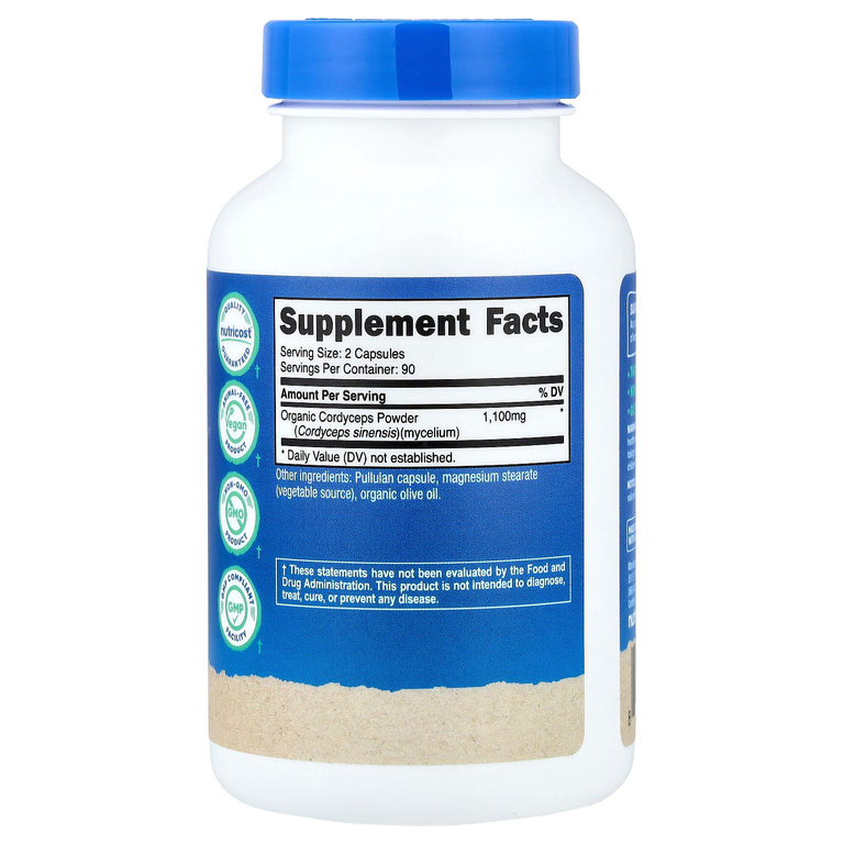 Nutricost, Гриб кордицепс, 180 капсул (550 мг в 1 капсуле)