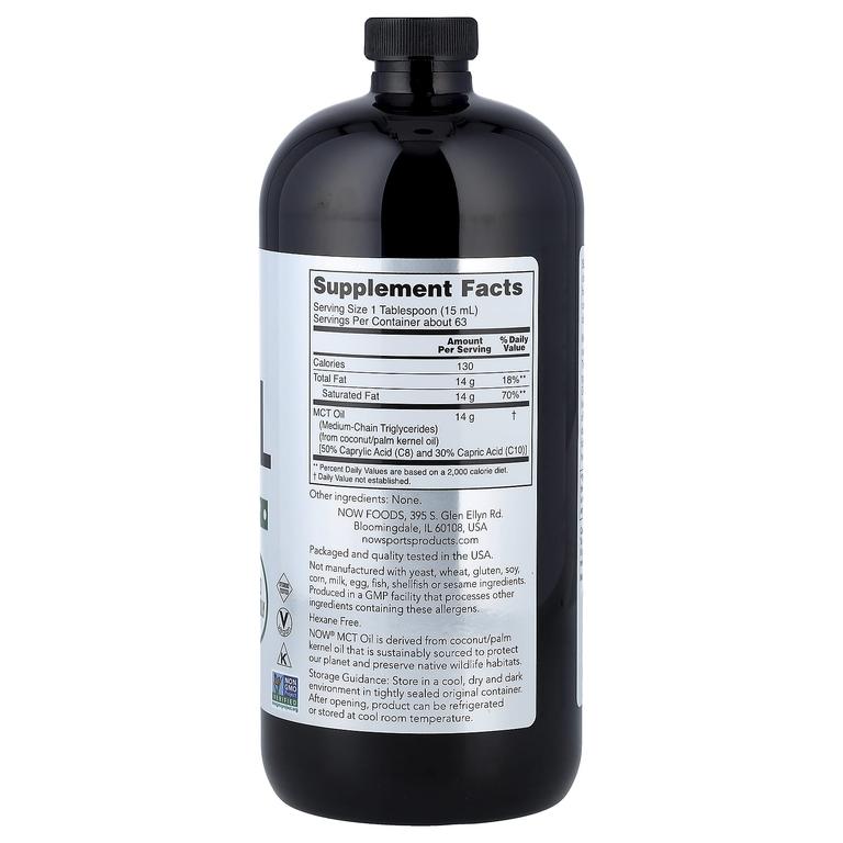 NOW Foods, Спорт, масло MCT, с нейтральным вкусом, 946 мл (32 жидк. унции)