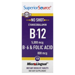 Superior Source, витамины B12, B6 и фолиевая кислота, 100 быстрорастворимых таблеток MicroLingual