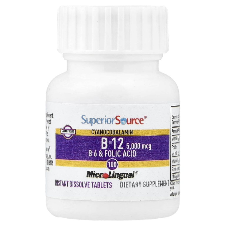 Superior Source, Витамины B12, B6 и фолиевая кислота, 100 растворимых таблеток