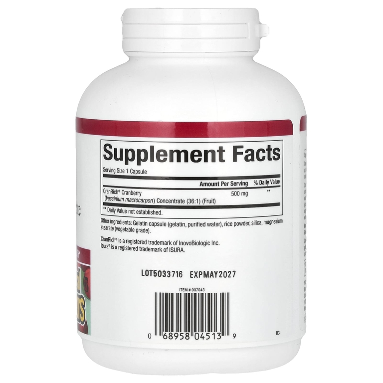 Natural Factors, концентрат клюквы, 500 мг, 180 капсул
