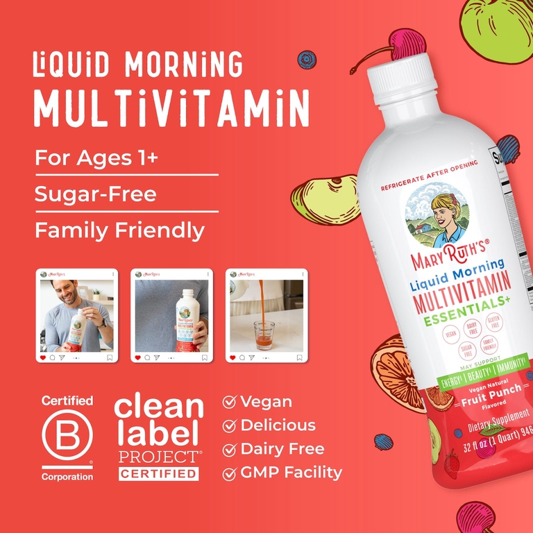 MaryRuth's, Liquid Morning Multivitamin Essentials+, фруктовый пунш, 946 мл (32 жидк. унции)