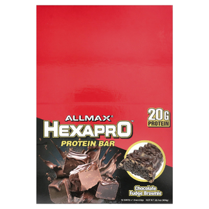 ALLMAX, Hexapro™, протеиновый батончик, брауни с шоколадной помадкой, 12 батончиков по 53 г (1,9 унции) (Товар снят с продажи) 