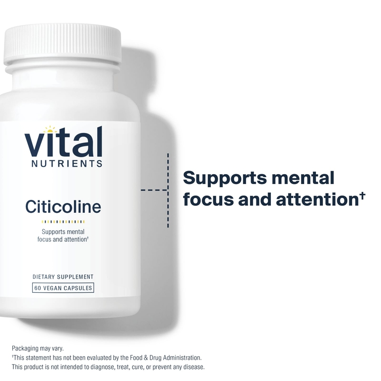 Vital Nutrients, цитиколин, 60 веганских капсул
