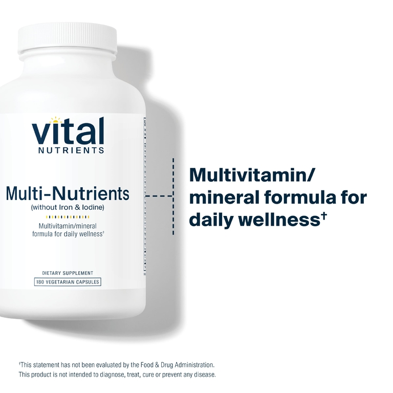 Vital Nutrients, мультипитательные вещества (без железа и йода), 180 вегетарианских капсул