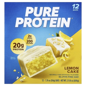 Pure Protein, батончик без глютена, со вкусом лимонного торта, 12 батончиков по 50 г (1,76 унции)