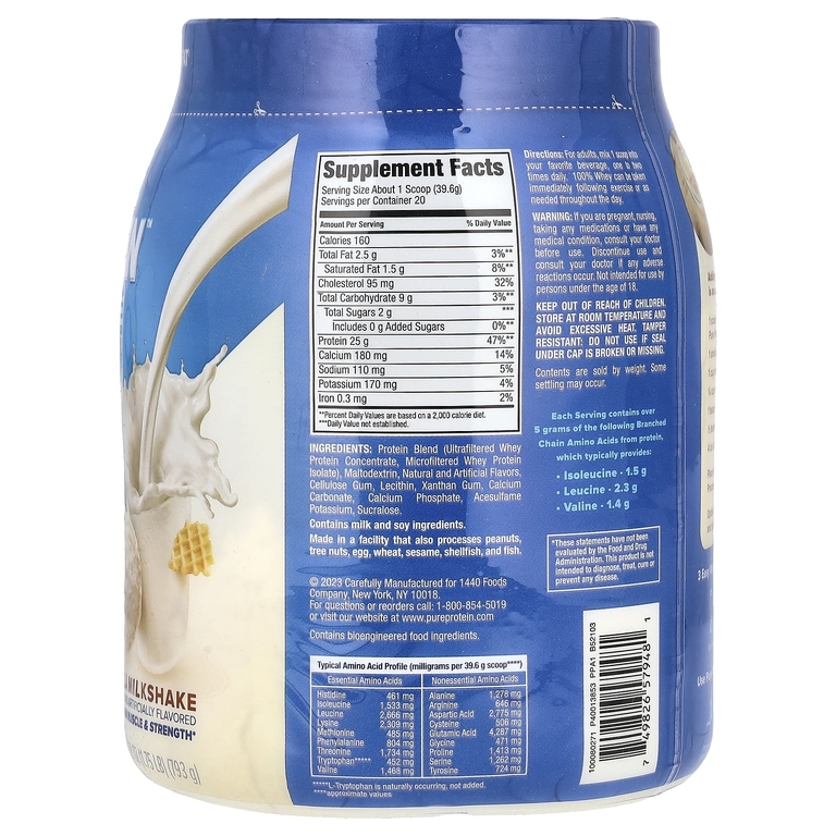 Pure Protein, 100% сывороточный протеин, со вкусом ванильного молочного коктейля, 793 г (1,75 фунта)