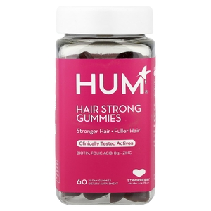 HUM Nutrition, жевательные таблетки для укрепления волос, со вкусом клубники, 60 веганских жевательных таблеток
