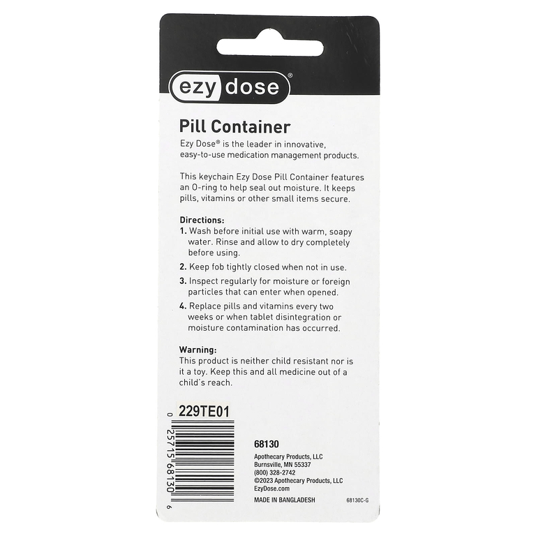 Ezy Dose, контейнер для таблеток, брелок, 1 шт. (Товар снят с продажи) 