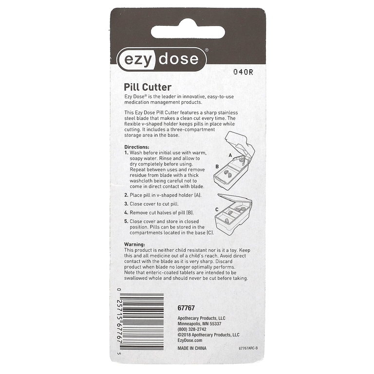Ezy Dose, форма для резки таблеток, с тремя отделениями для хранения, фиолетовый, 1 шт. (Товар снят с продажи) 