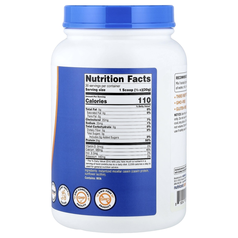 Nutricost, казеиновый протеин, без добавок, 907 г (2 фунта)