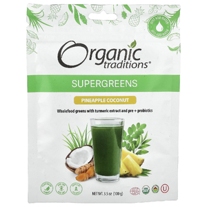 Organic Traditions, Supergreens, ананас и кокос, 100 г (3,5 унции) (Товар снят с продажи) 