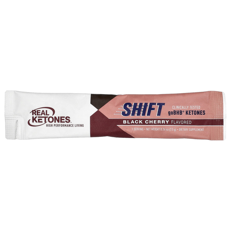 Real Ketones, Shift, черная вишня, 30 пакетиков смеси для приготовления напитка, 7,5 г (0,26 унции) каждый