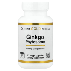 California Gold Nutrition, Ginkgo Phytosome, фитосомы гинкго, 360 мг, 60 растительных капсул (Товар снят с продажи) 