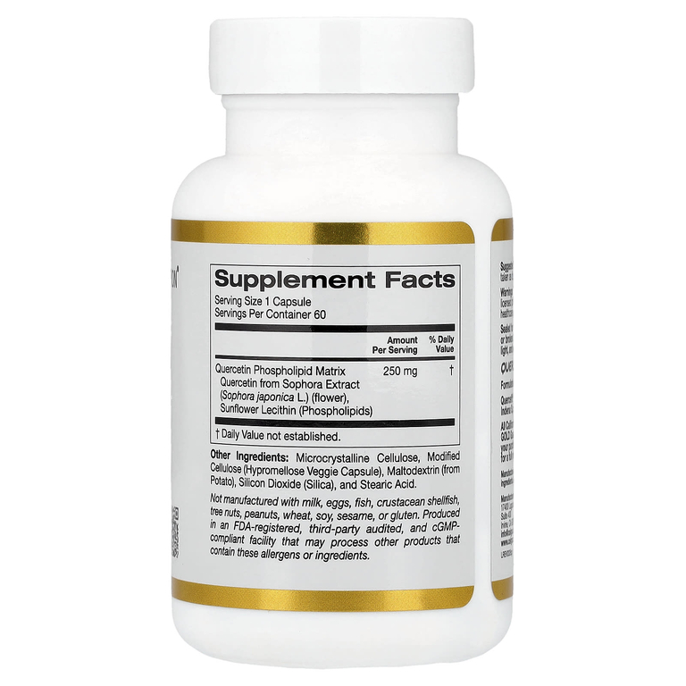 California Gold Nutrition, Quercetin Phytosome Quercefit®, фитосомы кверцетина, 250 мг, 60 растительных капсул