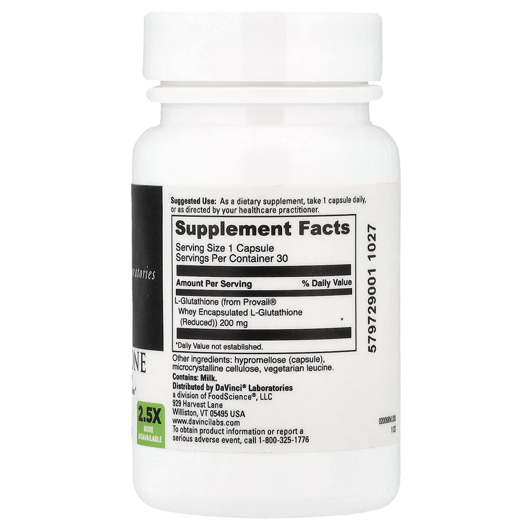 DaVinci Laboratories, Глутатион, 30 капсул (200 мг в 1 капсуле)